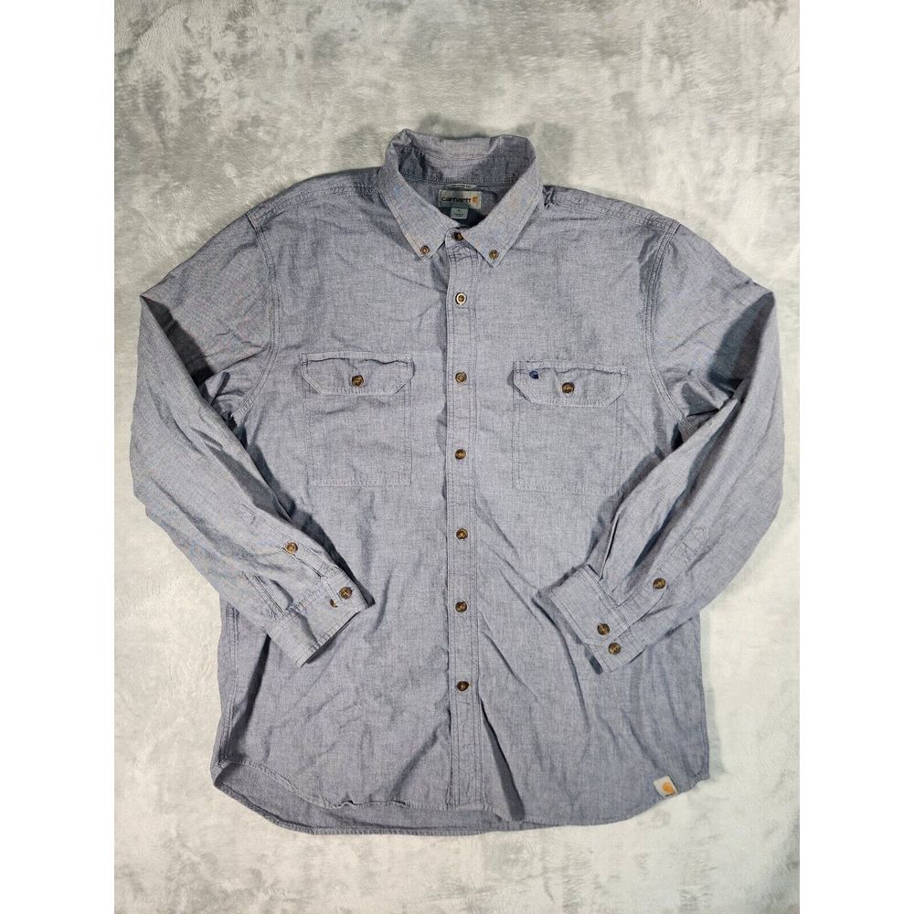 Carhartt Shirt Mens XL Long Sleeve Button Down Relaxed Fit Cotton Chambray